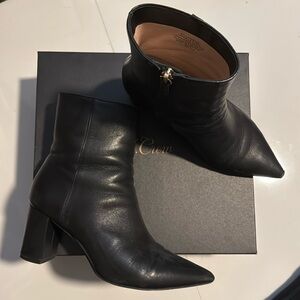 Black pointy block heel leather boots by J.Crew size 6 1/2